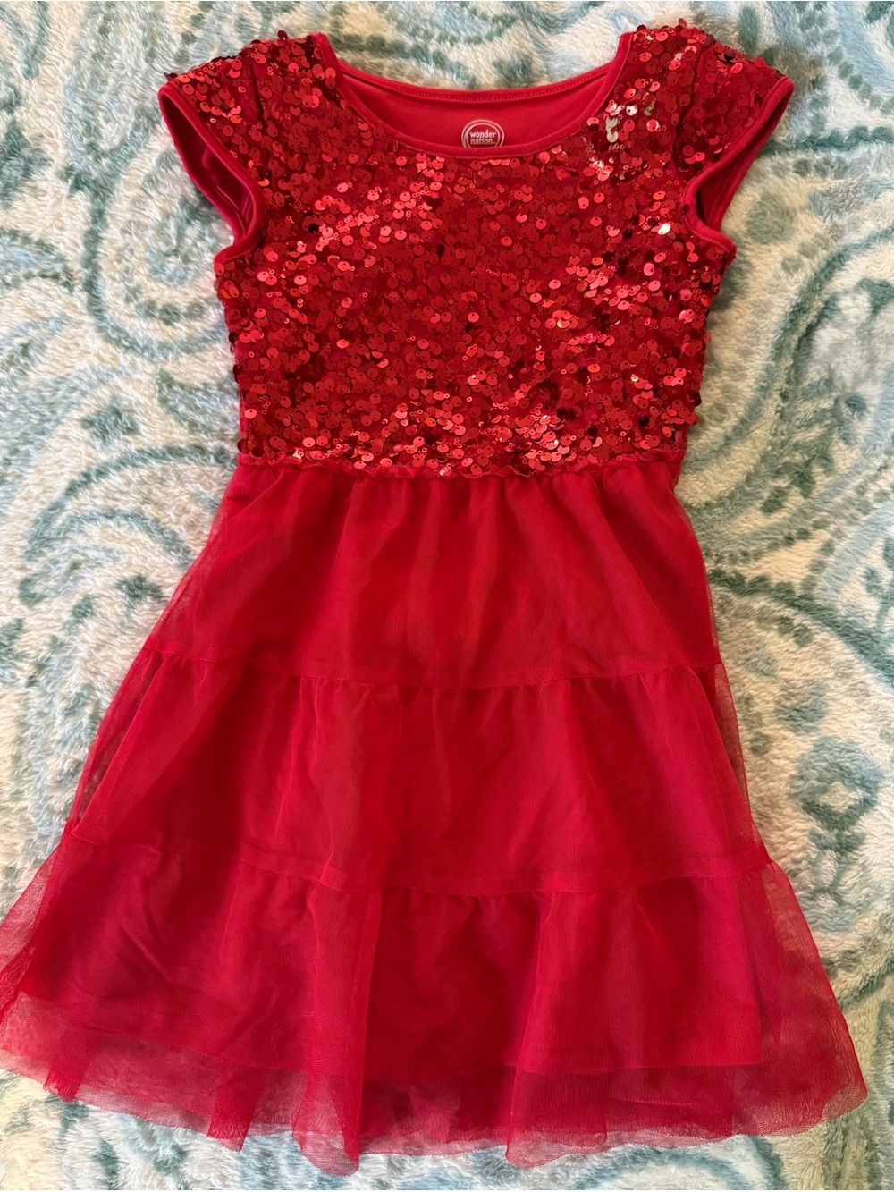wonder nation Red Sequin Tulle Party Dress size 6/6X